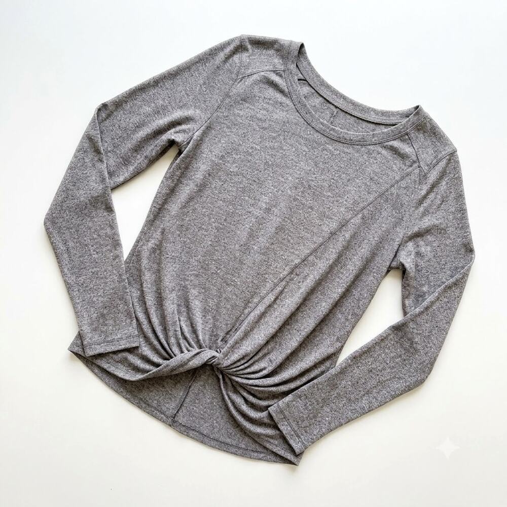 ZELLA Twist Hem Yoga Top Gray Long Sleeve Athleisure Womens Medium